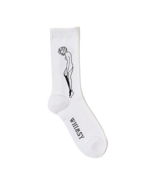 Whimsy(ウィムジー)の「WHIMSY SOCKS / CATHIE SOCKS(ソックス/靴下・メンズ・ホワイト/ブラック・ONE SIZE)」の2枚目の写真