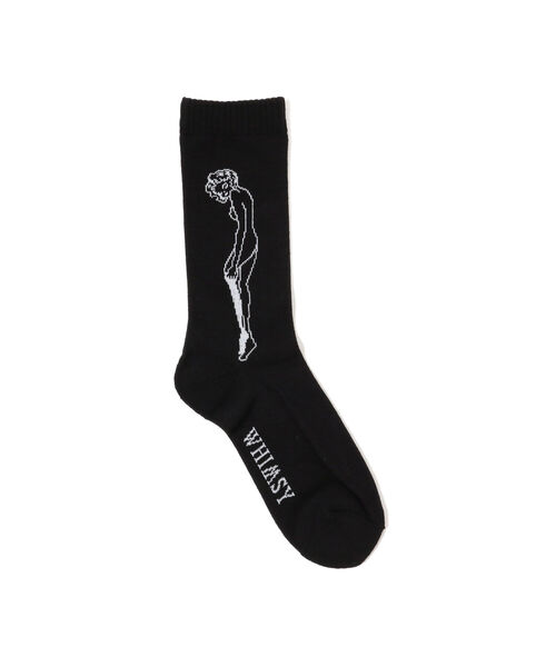 Whimsy(ウィムジー)の「WHIMSY SOCKS / CATHIE SOCKS(ソックス/靴下・メンズ・ホワイト/ブラック・ONE SIZE)」の1枚目の写真