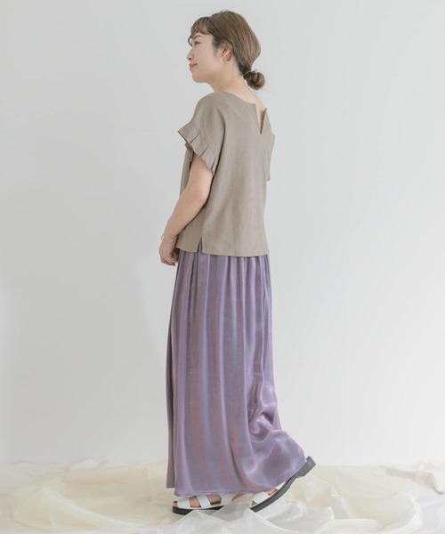 ITEMS URBANRESEARCH(アイテムズ アーバンリサーチ)の「オリガミタックリネンブラウス(シャツ/ブラウス・レディース・モカ/ブラック/チェック/ライトベージュ・FREE)」の6枚目の写真