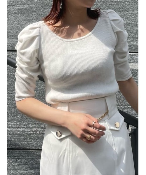 【一度着用】Riu rienda コラボニットトップス　ホワイト rienda | オフショルニットトップス (ニット ) |SHEL'TTER WEBSTORE