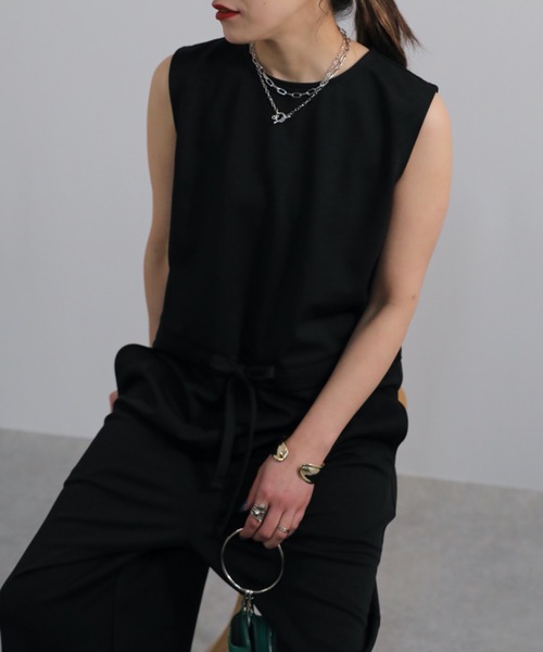 ap retro（アプレトロ）の「ポンチオールインワン（サロペット/オーバーオール・レディース・ブラック/グレイッシュベージュ/スミクロ・FREE）」の6枚目の写真