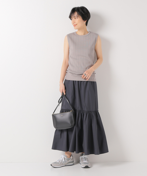 IENA(イエナ)の「スーピマランダムリブノースリーブ(Tシャツ/カットソー・レディース・チャコールグレー/イエロー/ホワイト/ブラック・FREE)」の7枚目の写真