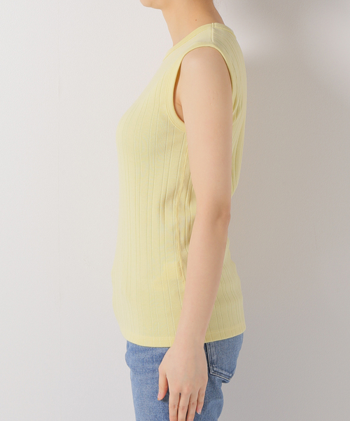 IENA(イエナ)の「スーピマランダムリブノースリーブ(Tシャツ/カットソー・レディース・チャコールグレー/イエロー/ホワイト/ブラック・FREE)」の14枚目の写真