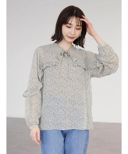 Green　Parks（グリーンパークス）の「小花柄シフォンフリルブラウス（シャツ/ブラウス・レディース・オレンジ/ブルー・FREE）」の3枚目の写真