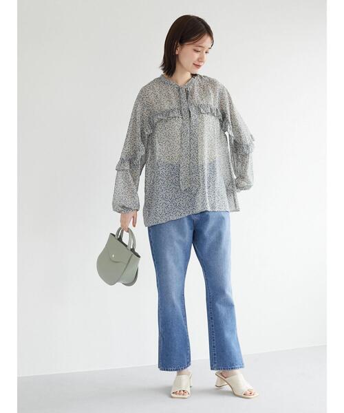 Green　Parks（グリーンパークス）の「小花柄シフォンフリルブラウス（シャツ/ブラウス・レディース・オレンジ/ブルー・FREE）」の4枚目の写真