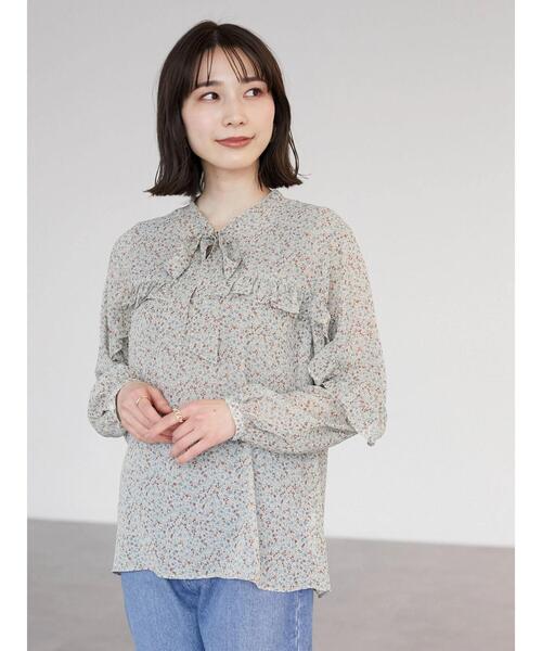Green　Parks（グリーンパークス）の「小花柄シフォンフリルブラウス（シャツ/ブラウス・レディース・オレンジ/ブルー・FREE）」の9枚目の写真
