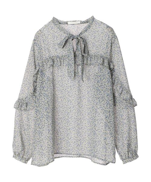Green　Parks（グリーンパークス）の「小花柄シフォンフリルブラウス（シャツ/ブラウス・レディース・オレンジ/ブルー・FREE）」の11枚目の写真