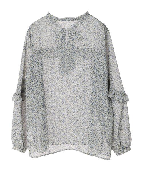 Green　Parks（グリーンパークス）の「小花柄シフォンフリルブラウス（シャツ/ブラウス・レディース・オレンジ/ブルー・FREE）」の12枚目の写真