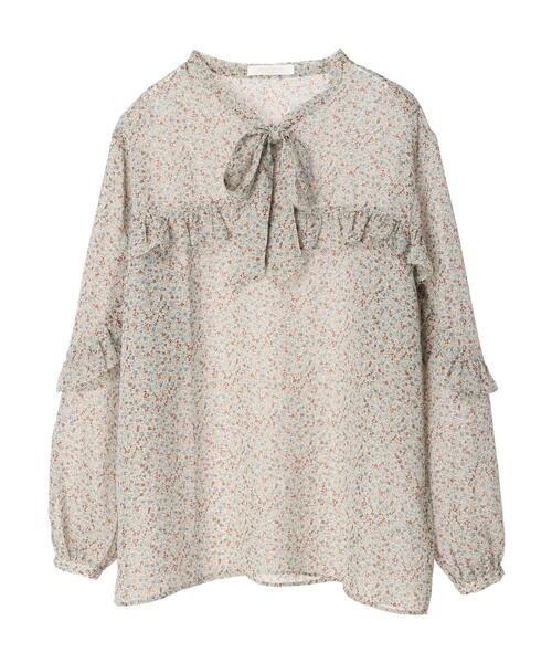 Green　Parks（グリーンパークス）の「小花柄シフォンフリルブラウス（シャツ/ブラウス・レディース・オレンジ/ブルー・FREE）」の21枚目の写真