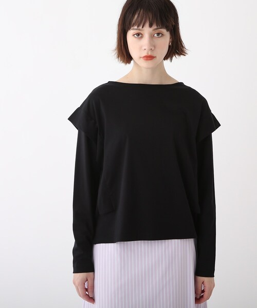 OPAQUE.CLIP（オペークドットクリップ）の「◆シルキースーピマ フリルデザインカットソー（Tシャツ/カットソー・レディース・ブラック/ダークオレンジ/ホワイト系・34/36/38/40/42）」の9枚目の写真