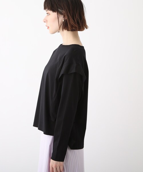 OPAQUE.CLIP（オペークドットクリップ）の「◆シルキースーピマ フリルデザインカットソー（Tシャツ/カットソー・レディース・ブラック/ダークオレンジ/ホワイト系・34/36/38/40/42）」の7枚目の写真