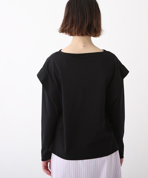 OPAQUE.CLIP（オペークドットクリップ）の「◆シルキースーピマ フリルデザインカットソー（Tシャツ/カットソー・レディース・ブラック/ダークオレンジ/ホワイト系・34/36/38/40/42）」の14枚目の写真