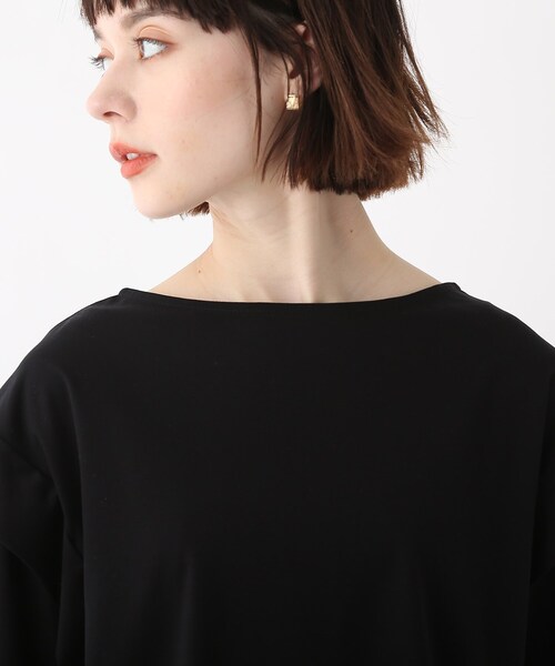 OPAQUE.CLIP（オペークドットクリップ）の「◆シルキースーピマ フリルデザインカットソー（Tシャツ/カットソー・レディース・ブラック/ダークオレンジ/ホワイト系・34/36/38/40/42）」の5枚目の写真