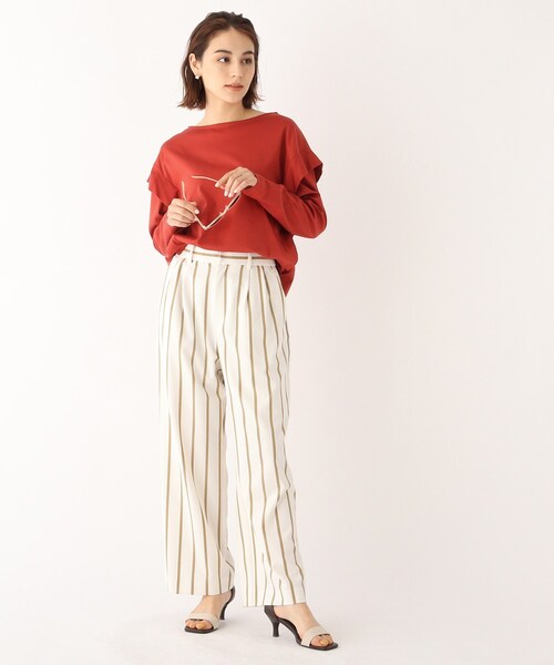 OPAQUE.CLIP（オペークドットクリップ）の「◆シルキースーピマ フリルデザインカットソー（Tシャツ/カットソー・レディース・ブラック/ダークオレンジ/ホワイト系・34/36/38/40/42）」の8枚目の写真