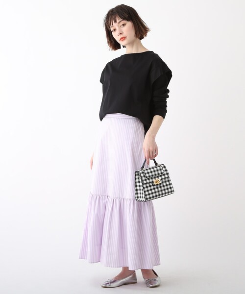 OPAQUE.CLIP（オペークドットクリップ）の「◆シルキースーピマ フリルデザインカットソー（Tシャツ/カットソー・レディース・ブラック/ダークオレンジ/ホワイト系・34/36/38/40/42）」の6枚目の写真