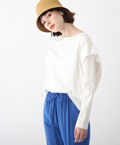 OPAQUE.CLIP（オペークドットクリップ）の「◆シルキースーピマ フリルデザインカットソー（Tシャツ/カットソー・レディース・ブラック/ダークオレンジ/ホワイト系・34/36/38/40/42）」の17枚目の写真