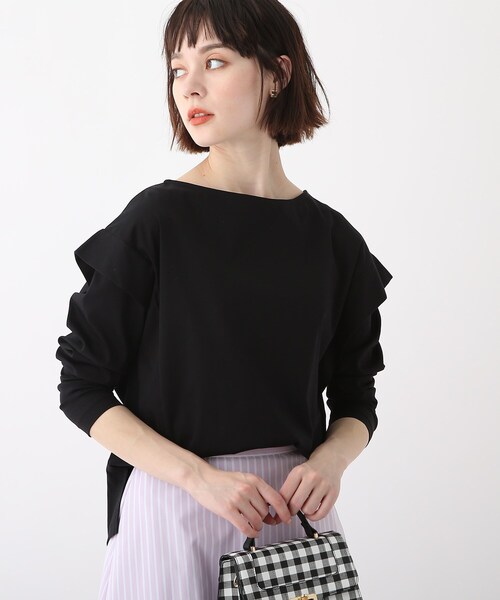 OPAQUE.CLIP（オペークドットクリップ）の「◆シルキースーピマ フリルデザインカットソー（Tシャツ/カットソー・レディース・ブラック/ダークオレンジ/ホワイト系・34/36/38/40/42）」の16枚目の写真