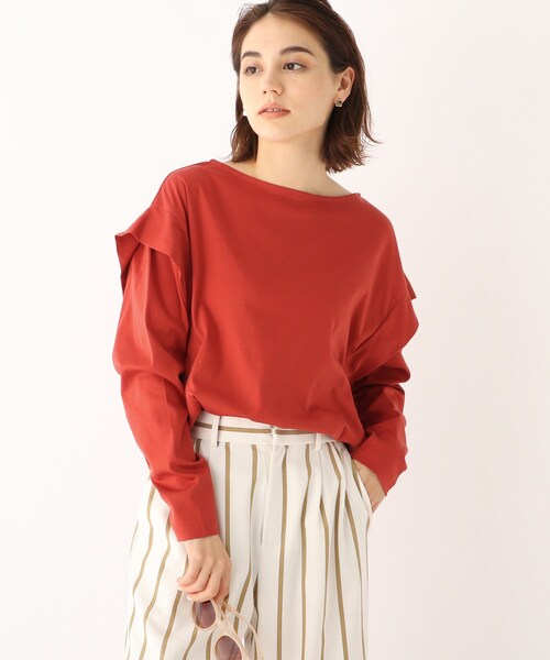 OPAQUE.CLIP（オペークドットクリップ）の「◆シルキースーピマ フリルデザインカットソー（Tシャツ/カットソー・レディース・ブラック/ダークオレンジ/ホワイト系・34/36/38/40/42）」の18枚目の写真