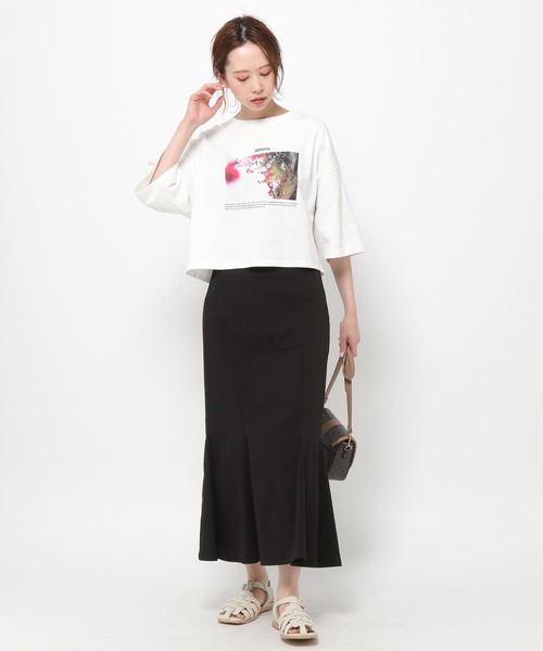 mysty woman(ミスティウーマン)の「コラボフォトプリントショートTシャツ 294679(Tシャツ/カットソー・レディース・ホワイト系2/ホワイト系5/ホワイト系8・FREE)」の8枚目の写真