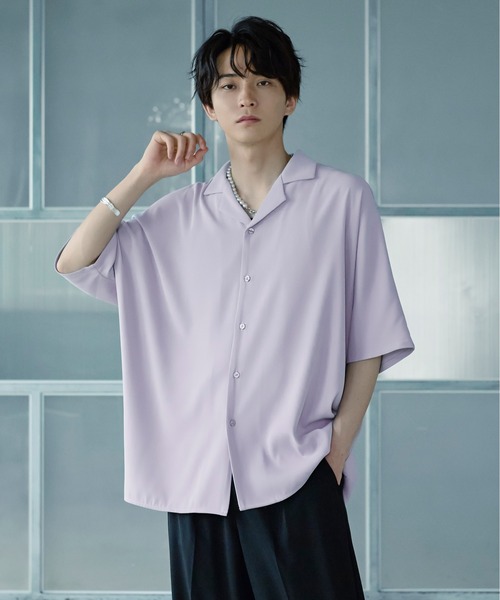 Ellno Loset(エルノロゼット)の「ドルマントロミシャツ(シャツ/ブラウス・メンズ・オフホワイト/ブルーグレー/ライトパープル/ブラック系・MEDIUM/LARGE)」の2枚目の写真