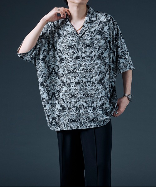 Ellno Loset(エルノロゼット)の「ドルマントロミシャツ(シャツ/ブラウス・メンズ・オフホワイト/ブルーグレー/ライトパープル/ブラック系・MEDIUM/LARGE)」の7枚目の写真