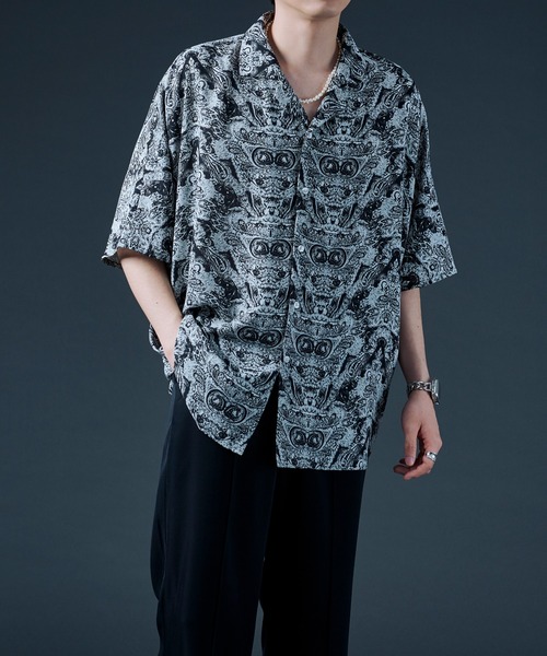 Ellno Loset(エルノロゼット)の「ドルマントロミシャツ(シャツ/ブラウス・メンズ・オフホワイト/ブルーグレー/ライトパープル/ブラック系・MEDIUM/LARGE)」の6枚目の写真