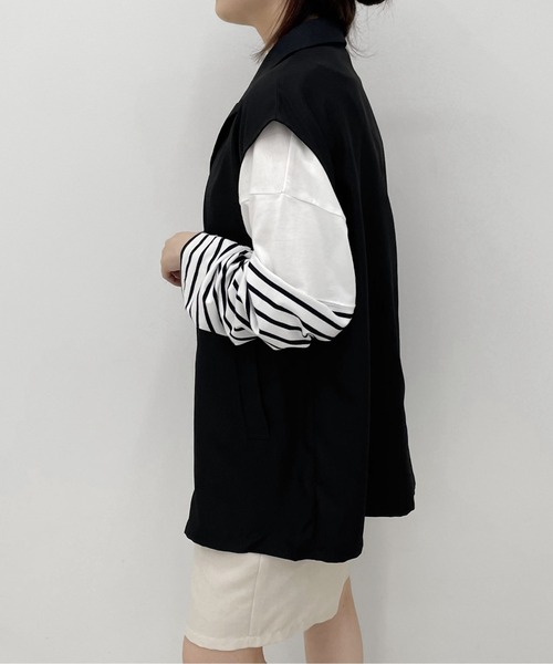 PairPair（ペアペア）の「テーラードジレベスト(ユニセックス)（ベスト・メンズ・ブラック/アイボリー・MEDIUM/LARGE）」の20枚目の写真