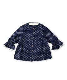 45R | 薄オックスプリントのレフアブラウス（インディゴ）(シャツ/ブラウス)