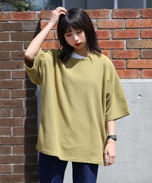 ZIP FIVE（ジップファイブ）の「【ZIP FIVE】ドライワッフル　オーバーサイズ サーマル半端袖Tシャツ【吸水速乾COOL素材】【クルー/ヘンリーネック】（Tシャツ/カットソー・メンズ）」