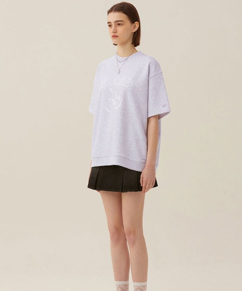 KIRSH（キルシー）の「KIRSH ARCH LOGO CHERRY SHORT SLEEVE SWEAT キルシーアーチロゴチェリー半袖スウェット（Tシャツ/カットソー・レディース・ライトグレー/ネイビー・ONE SIZE）」の4枚目の写真