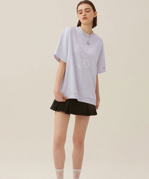KIRSH（キルシー）の「KIRSH ARCH LOGO CHERRY SHORT SLEEVE SWEAT キルシーアーチロゴチェリー半袖スウェット（Tシャツ/カットソー・レディース・ライトグレー/ネイビー・ONE SIZE）」の7枚目の写真