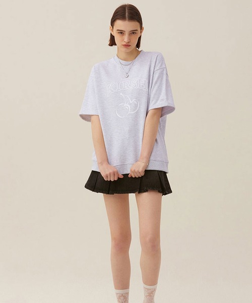 KIRSH（キルシー）の「KIRSH ARCH LOGO CHERRY SHORT SLEEVE SWEAT キルシーアーチロゴチェリー半袖スウェット（Tシャツ/カットソー・レディース・ライトグレー/ネイビー・ONE SIZE）」の8枚目の写真