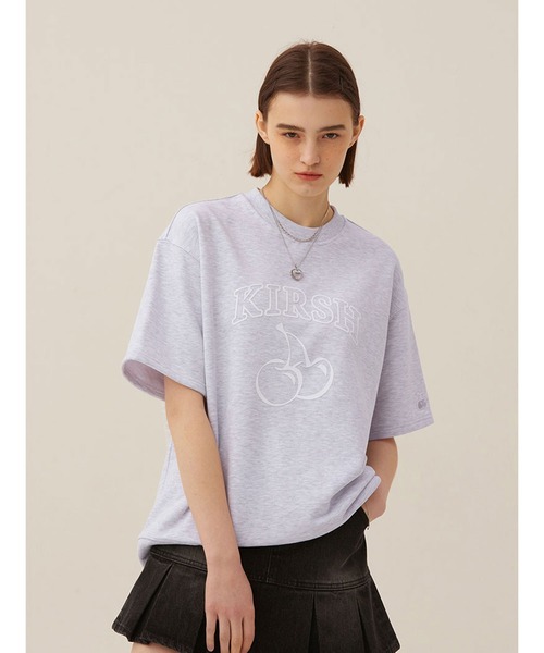 KIRSH（キルシー）の「KIRSH ARCH LOGO CHERRY SHORT SLEEVE SWEAT キルシーアーチロゴチェリー半袖スウェット（Tシャツ/カットソー・レディース・ライトグレー/ネイビー・ONE SIZE）」の9枚目の写真