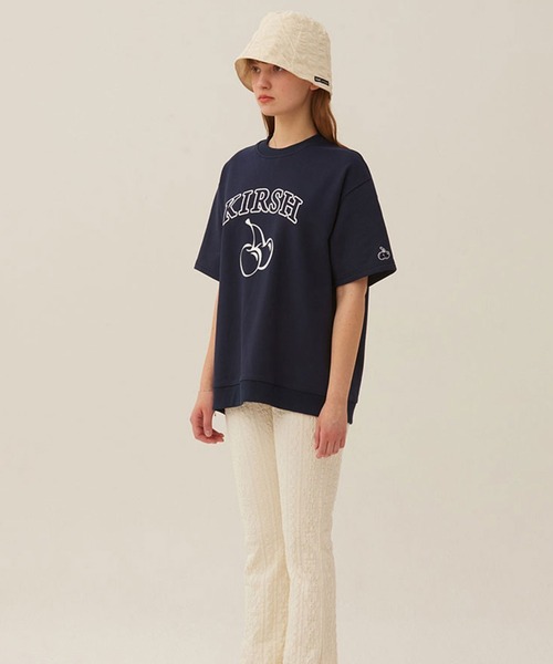 KIRSH（キルシー）の「KIRSH ARCH LOGO CHERRY SHORT SLEEVE SWEAT キルシーアーチロゴチェリー半袖スウェット（Tシャツ/カットソー・レディース・ライトグレー/ネイビー・ONE SIZE）」の16枚目の写真
