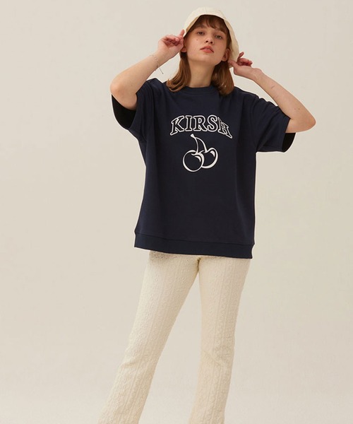 KIRSH（キルシー）の「KIRSH ARCH LOGO CHERRY SHORT SLEEVE SWEAT キルシーアーチロゴチェリー半袖スウェット（Tシャツ/カットソー・レディース・ライトグレー/ネイビー・ONE SIZE）」の18枚目の写真