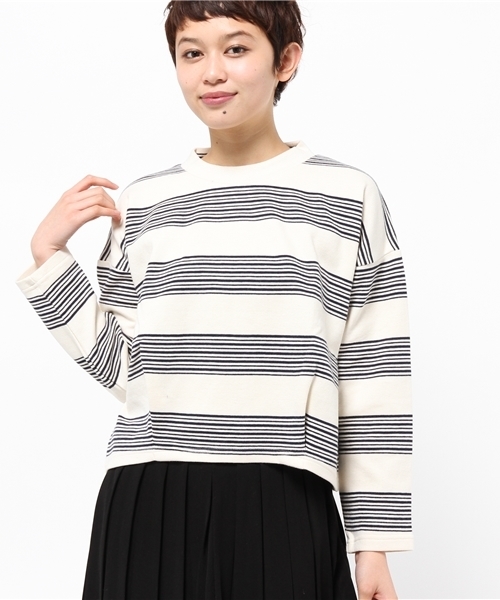 CIAOPANIC（チャオパニック）の「【Ciaopanic】ポンチボーダー裾タックPO（Tシャツ/カットソー・レディース・グレー/レッド/ネイビー・FREE）」の2枚目の写真