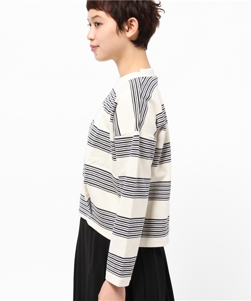 CIAOPANIC（チャオパニック）の「【Ciaopanic】ポンチボーダー裾タックPO（Tシャツ/カットソー・レディース・グレー/レッド/ネイビー・FREE）」の6枚目の写真