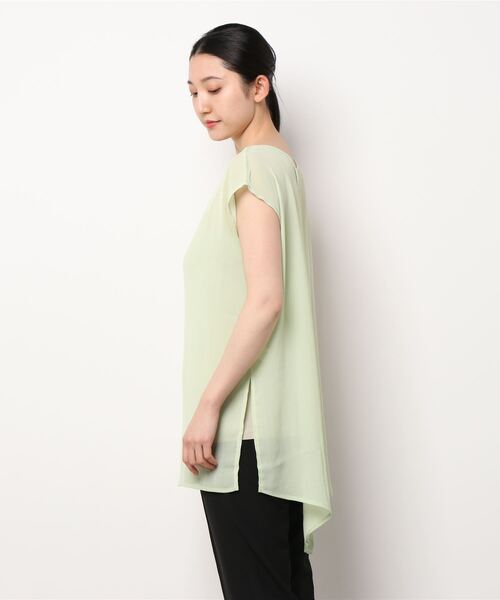 STYLEBLOCK(スタイルブロック)の「楊柳前後2WAYトップス×リブキャミセット(Tシャツ/カットソー・レディース・ラベンダー/ホワイト系その他/ライム/ブラック・M)」の5枚目の写真