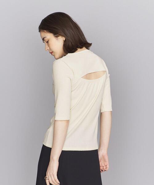 BEAUTY&YOUTH UNITED ARROWS（ビューティーアンドユースユナイテッドアローズ）の「コットンテレコ バックホール ショートスリーブカットソー（Tシャツ/カットソー・レディース・ブラック/オフホワイト/ダークグリーン・FREE）」の2枚目の写真