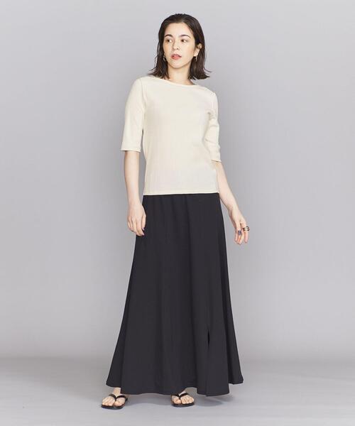 BEAUTY&YOUTH UNITED ARROWS（ビューティーアンドユースユナイテッドアローズ）の「コットンテレコ バックホール ショートスリーブカットソー（Tシャツ/カットソー・レディース・ブラック/オフホワイト/ダークグリーン・FREE）」の11枚目の写真