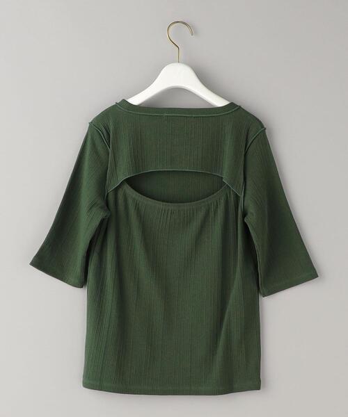 BEAUTY&YOUTH UNITED ARROWS（ビューティーアンドユースユナイテッドアローズ）の「コットンテレコ バックホール ショートスリーブカットソー（Tシャツ/カットソー・レディース・ブラック/オフホワイト/ダークグリーン・FREE）」の16枚目の写真