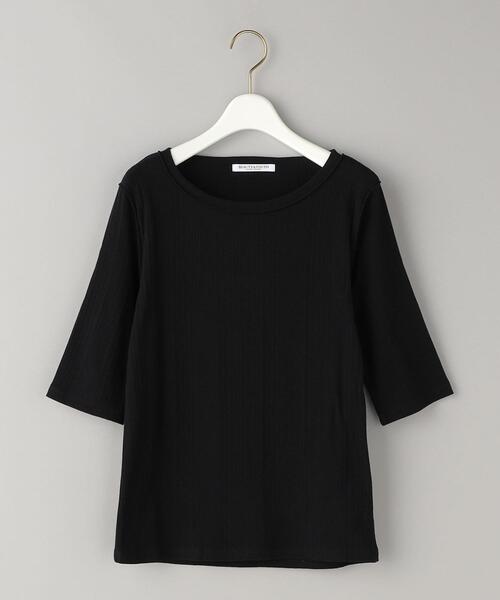 BEAUTY&YOUTH UNITED ARROWS（ビューティーアンドユースユナイテッドアローズ）の「コットンテレコ バックホール ショートスリーブカットソー（Tシャツ/カットソー・レディース・ブラック/オフホワイト/ダークグリーン・FREE）」の13枚目の写真