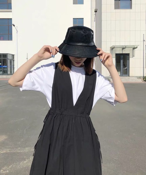 gossip！ロサンゼルス（ゴシップロサンゼルス）の「コットン カシュクールワンピース（ジャンパースカート・レディース・ブラウン/ブラック/ブルー・FREE）」の5枚目の写真