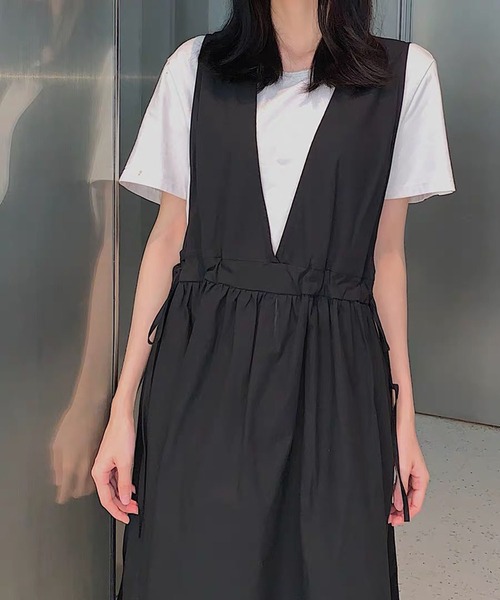 gossip！ロサンゼルス（ゴシップロサンゼルス）の「コットン カシュクールワンピース（ジャンパースカート・レディース・ブラウン/ブラック/ブルー・FREE）」の8枚目の写真
