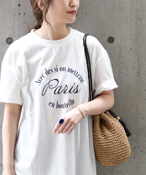 SHIPS any（シップス エニィ）の「SHIPS any: エスプリ ロゴ Tシャツ（Tシャツ/カットソー・レディース・グレー/グリーン/ネイビー/ピンク/ワインレッド・ONE SIZE）」の4枚目の写真