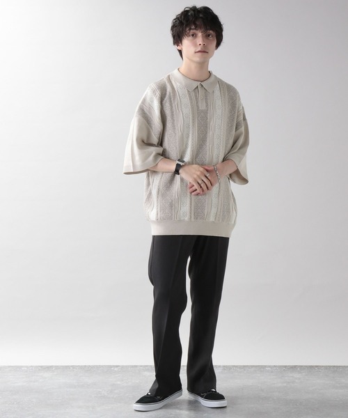 RAGEBLUE(レイジブルー)の「レトロジャガードビッグポロシャツ(ポロシャツ・メンズ・オフホワイト/ブラック/ネイビー/イエロー・MEDIUM/LARGE)」の5枚目の写真