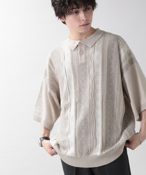 RAGEBLUE(レイジブルー)の「レトロジャガードビッグポロシャツ(ポロシャツ・メンズ・オフホワイト/ブラック/ネイビー/イエロー・MEDIUM/LARGE)」の12枚目の写真