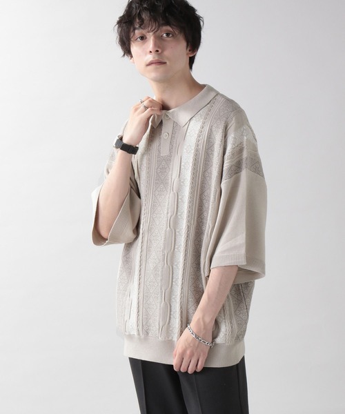 RAGEBLUE(レイジブルー)の「レトロジャガードビッグポロシャツ(ポロシャツ・メンズ・オフホワイト/ブラック/ネイビー/イエロー・MEDIUM/LARGE)」の9枚目の写真