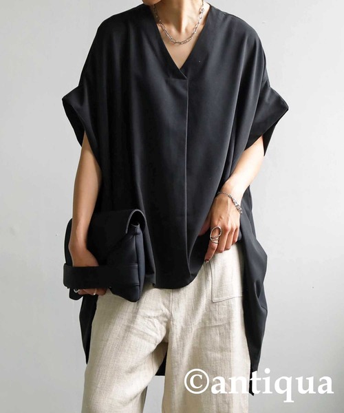 antiqua（アンティカ）の「デザイン豊かに。ワイドドルマントップス（シャツ/ブラウス・レディース・ホワイト/ブラック・FREE）」の4枚目の写真