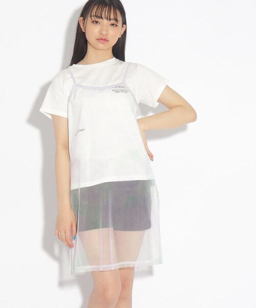 PINK-latte（ピンクラテ）の「◆【セットアイテム】シアータイダイキャミワンピース+Tシャツ（ワンピース・キッズ・オフホワイト/レモンイエロー/サックスブルー・15 /16/14）」の18枚目の写真